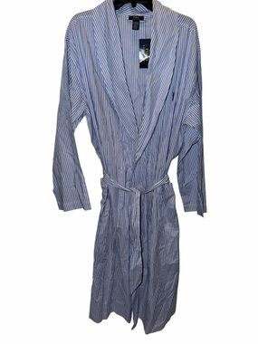 NWT Polo Ralph Lauren Striped Lightweight 100% Cotton Robe - Small Pinstripes
